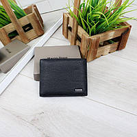 Чоловічий шкіряний гаманець портмоне на магниті чорний натуральна шкіра