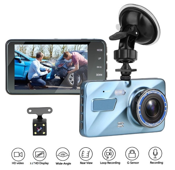 Відеореєстратор для Автомобіля із Задньою Камерою Dual Lens A10/F9/V2 Full HD 1080 H31 3,5 Дюйма