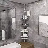 Полиця для Ванної Кімнати Кутова Телескопічна Multi Corner Shelf, Органайзер для Ванного приладдя, Кутова Телескопічна Multi, фото 6