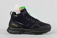 Мужские высокие кроссовки Nike Gore-tex зима с мехом водоотталкивающая ткань черные р 41-46