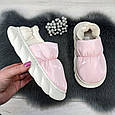 Тапочки жіночі чуні закриті плащівка на хутрі рожеві 2985_2, фото 2