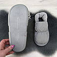 Тапочки жіночі чуні закриті плащівка на хутрі сірі великі розміри 4354, фото 4