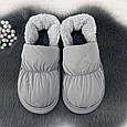 Тапочки жіночі чуні закриті плащівка на хутрі сірі великі розміри 4354, фото 5