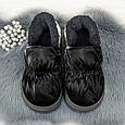Тапочки жіночі чуні закриті плащівка на хутрі чорні великі розміри 4354, фото 3