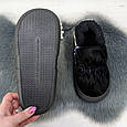 Тапочки жіночі чуні закриті плащівка на хутрі чорні великі розміри 4354, фото 5