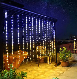 Гірлянда штора Водоспад, 3x1, 2м, 360 LED, 220В, Жовто-синій