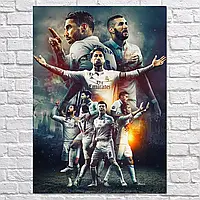 Плакат "Реал Мадрид, футболисты клуба, Real Madrid", 60×43см