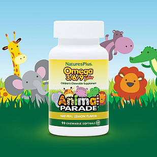 Комплекс омега 3-6-9 юніор для дітей і підлітків Nature's Plus Animal Parade 90 м'яких таблеток, Омега дитяча