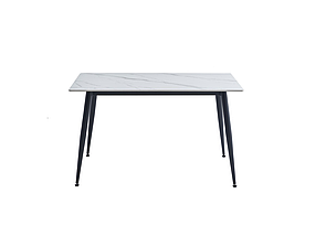 Обідній керамічний стіл TM-100 білий мармур + чорний, фото 2