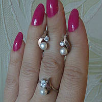 Срібний комплект прикрас Ненсі зі срібла з напайками золота 17р 17,5р 18р 18,5р 19р 20р