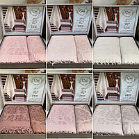 Подарочный набор полотенец Sikel Lilyum, лицевое 50х90, банное 70х140 см, 2 шт, 100% хлопок, Турция