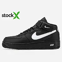 0694 Air Force 1 Mid Black-White  ХУТРО