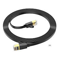 Кабель HOCO General pure copper flat network cable US07 (3M, 1Gbps)