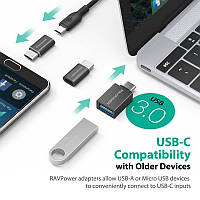 Набор адаптеров: Micro USB, USB-C, USB-A Ravpower 3 in PACK/USB C to Micro USB/USB C to USB 3.0
