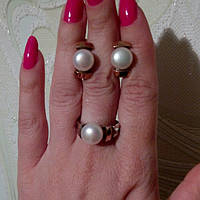 Срібний комплект прикрас із напайками золота 375 пр 19 р