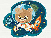 Картина по номерам обложка Космический медвежонок с золотой краской 30х40 см