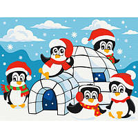 Картина по номерам обложка Домик пингвинов 30х40 см