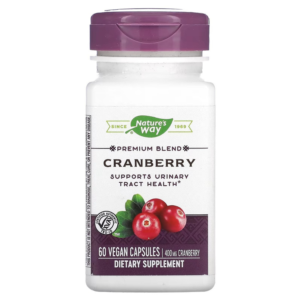 Журавлина, преміумсуміш, 400 мг, Cranberry, Nature's Way, 60 вегетаріанських капсул