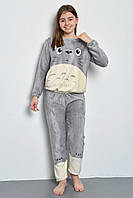 Пижама детская для подростка плюшевая серого цвета р.158-164 168636M