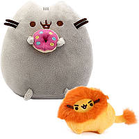 Набор Мягких игрушек 2Life Пушин кэт с пончиком 23х25 см Серый и Pusheen cat 8х7 см с Львом Оранжевый n-11597