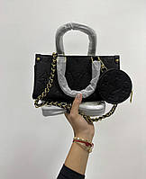 Женская кожаная сумочка луи витон чёрная Louis Vuitton вместительная стильная сумка с монетницей