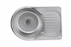 Кухонна мийка Platinum 6745 з нержавіючої сталі 0,8 мм, 67x45 см, Асиметрична, Сатин (000007031)