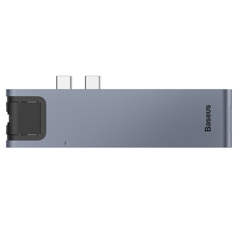 USB Hub Baseus Thunderbolt C Pro Dual Type-C to USB3.0*2+HDMI+RJ45+Type-C PD+ microSD+ SD(CAHUB-L0G) USB Hub - фото 1 - id-p2057298284