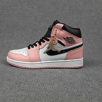Жіночі високі кросівки | Nike Air Jordan 1 High | білі/пудрові | шкіра, :38
