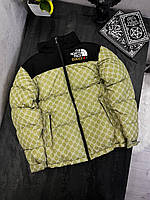 Пуховик женский зимний The North Face (Норт Фейс) дутый до -25°С желтый Куртка женская теплая короткая зима