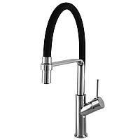 Змішувач для кухні з чорним професійним гнучким виливом та фіксаторомGlobus Lux DENVER Flex GDF-32-00-01 латунь