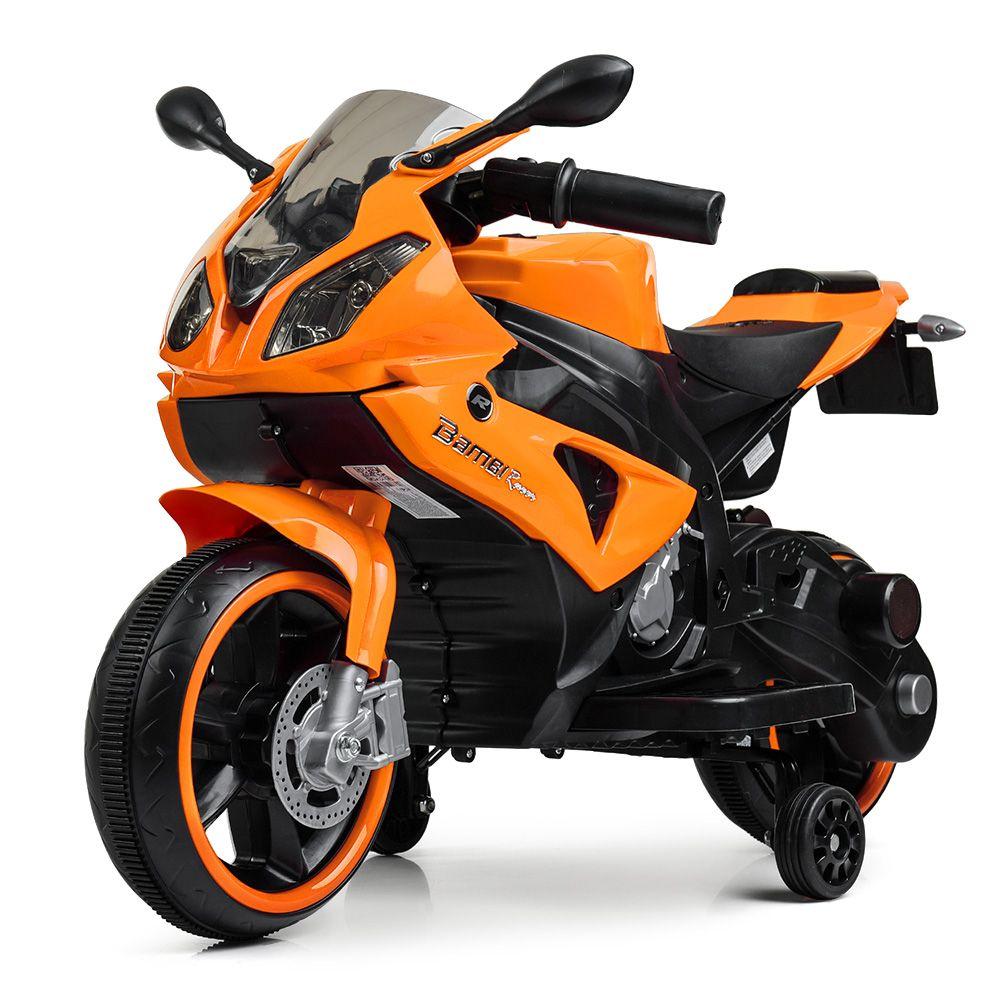 Мотоцикл 2моторы 25W, 2акум.6V5AH, MP3, USB, мир. колеса, оранжевый./1/ M4103-7 rish - фото 1 - id-p2057392222