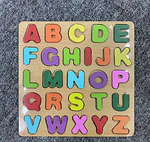 Розвиваюча дерев'яна рамка-вкладиш, пазл, сортер для дітей. Алфавіт