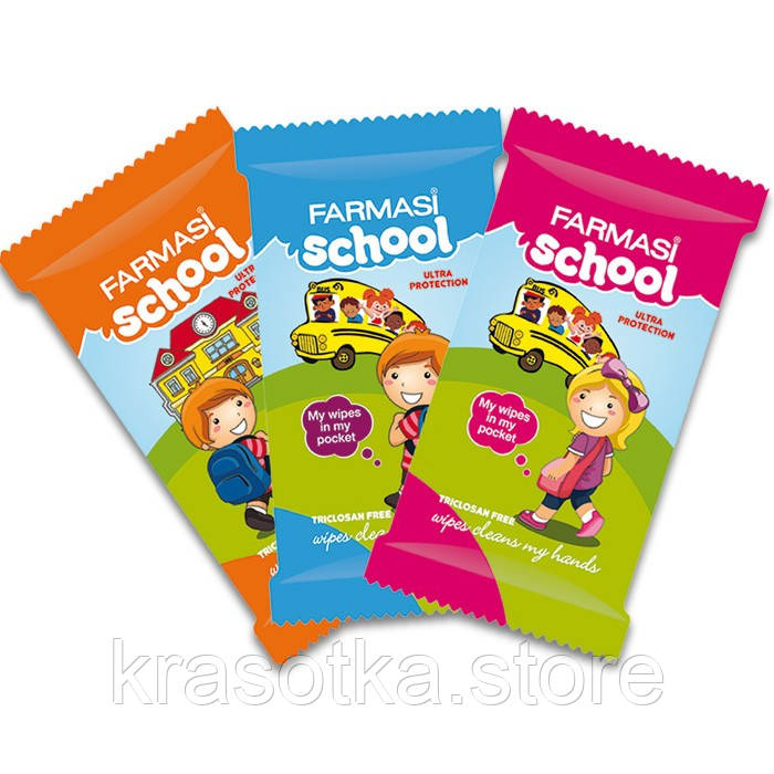Вологі серветки для школярів School Wet Wipes Ultra Protection, фото 1