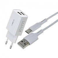 Сетевое зарядное устройство USB WK Type-C WP-U56a-White белое c