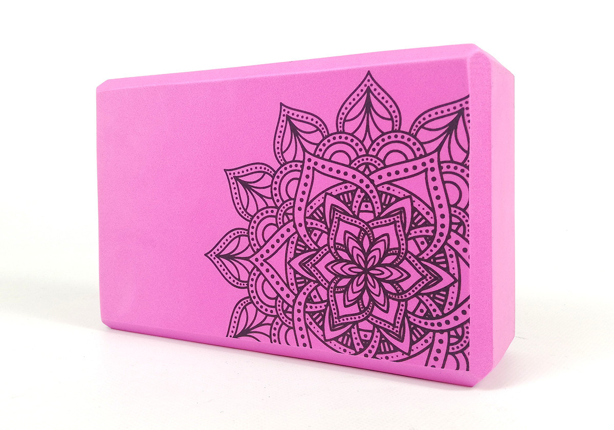 Блок для йоги EasyFit EVA с рисунком розовый - фото 1 - id-p2057487238
