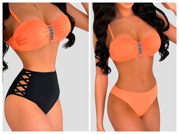 Купальник раздельный с 2 плавками Z.Five 86346 Диана лосось (В НАЛИЧИИ ТОЛЬКО 42 44 46 48 50 УКР р-ры), фото 1