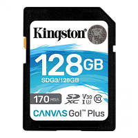 Карта памяти Kingston 128GB SDXC class 10 UHS-I U3 Canvas Go Plus (SDG3/128GB) c