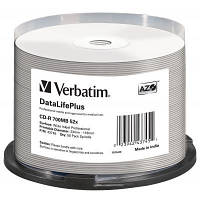 Диск CD Verbatim CD-R 700Mb 52x Cake box Printable (43745) h