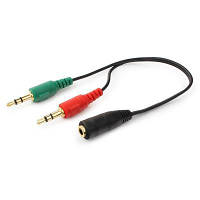 Кабель мультимедійний Jack 3.5mm female 4-pin to 2x Jack 3.5mm male 0.2m Cablexpert (CCA-418) h