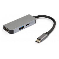 Концентратор Vinga Type-C to 4K HDMI+USB3.0+PD aluminium (VCPHTC3AL) c