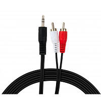 Кабель мультимедийный Jack 3.5mm male to 2xRCA 5.0m Vinga (VCPDCJ35MRCA25BK) c