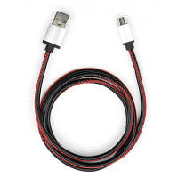 Дата кабель USB 2.0 AM to Micro 5P 1m pu leather black Vinga (VCPDCMLS1BK) c