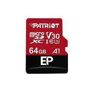 Карта памяти Patriot 64GB microSD class 10 UHS-I U3 V30 A1 (PEF64GEP31MCX) c