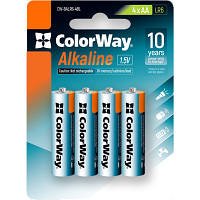 Батарейка ColorWay AA LR6 Alkaline Power (щелочные) *4 blister (CW-BALR06-4BL) c