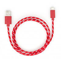 Дата кабель USB 2.0 AM to Lightning 2color nylon 1m red Vinga (VCPDCLNB31R) c