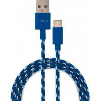 Дата кабель USB 2.0 AM to Type-C 2color nylon 1m blue Vinga (VCPDCTCNB31B) h