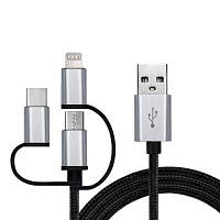 Дата кабель USB 2.0 AM to 3in1 1.0m Premium black REAL-EL (EL123500035) h