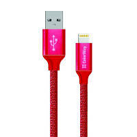 Дата кабель ColorWay Кабель Colorway USB - Apple Lightning 2.1А 1м червоний (CW-CBUL004-RD) c