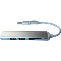 Концентратор Dynamode 5-in-1 USB Type-C/Type-A to 1хUSB3.0, 2xUSB 2.0, card-reader SD/MicroSD (DM-UH-518) c