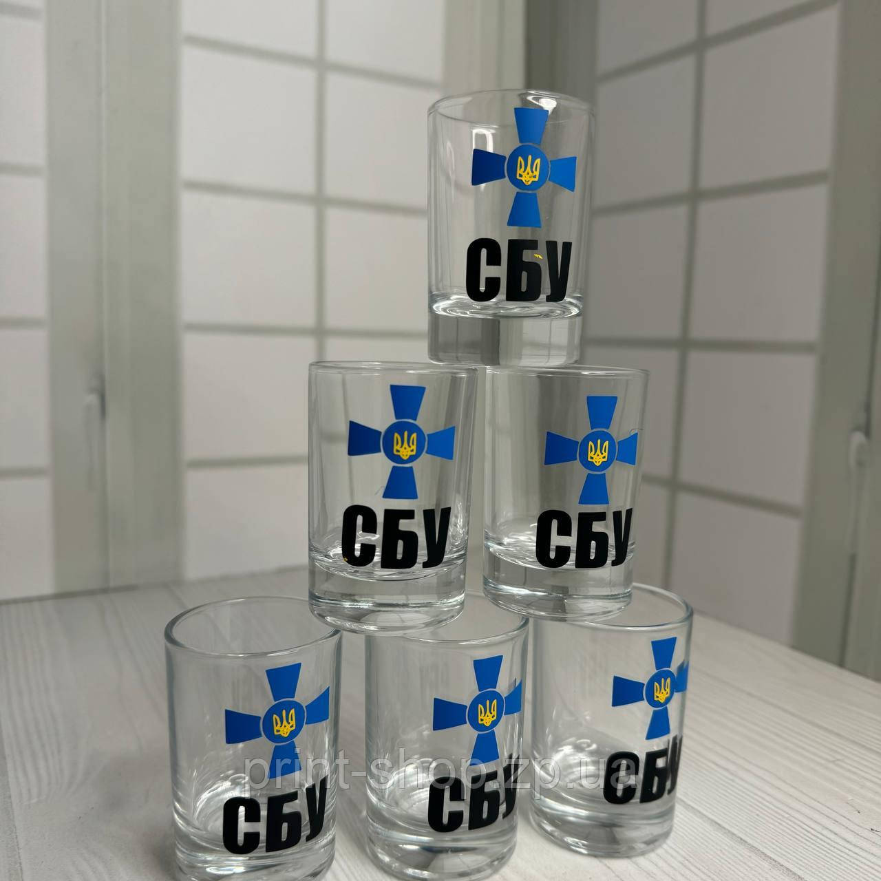 Набір чарок "СБУ" 60 мл ціна за 6 шт в подарунковій коробці